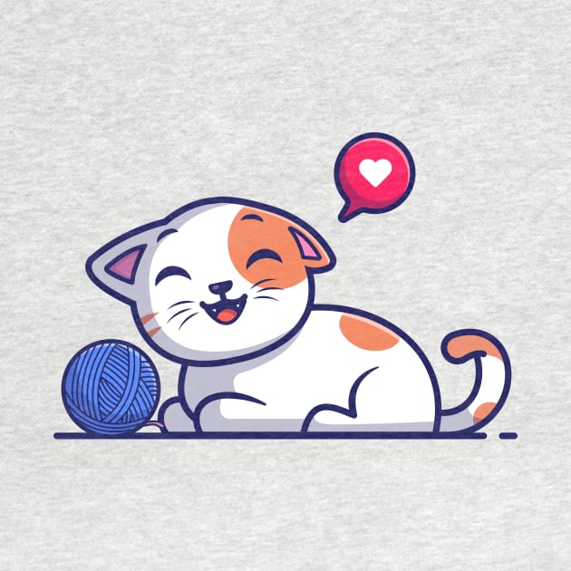 Cute cat playing with yarn ball cartoon by Catalyst Labs